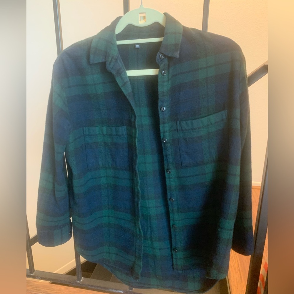 Madewell Blue And Green Button Down Flannel